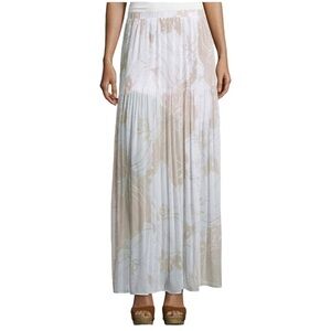 Worthington White Floral Pleat Maxi Skirt Size Small